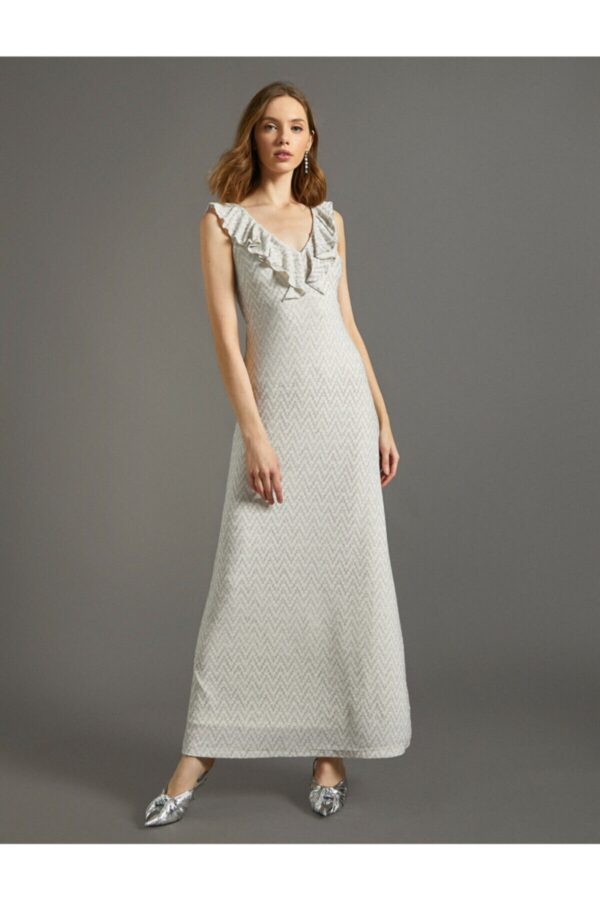 Koton Women's V-Neck Dress Evening Dress