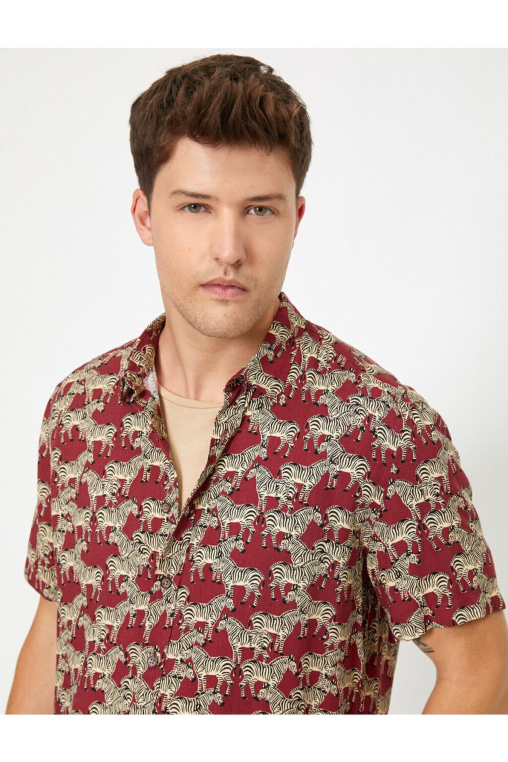 Koton Zebra Patterned Short Sleeve Shirt
