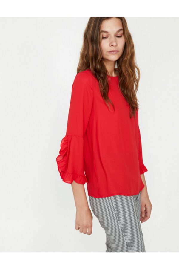 Koton woman Red Ruffle Blouse