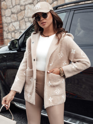 Kurtka damska alpaka z kapturem FORTY jasnobeżowy Dstreet Kurtka damska alpaka z kapturem FORTY jasnobeżowy Dstreet