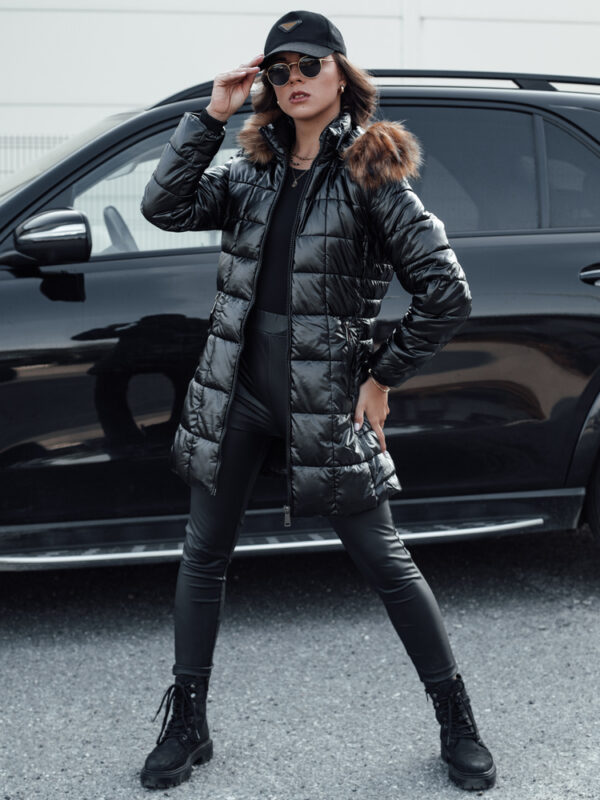 Kurtka damska czarna WINTERZIP z kapturem Dstreet