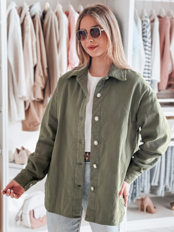 Kurtka damska przejściowa koszulowa oversize KOSMOJACK khaki Dstreet