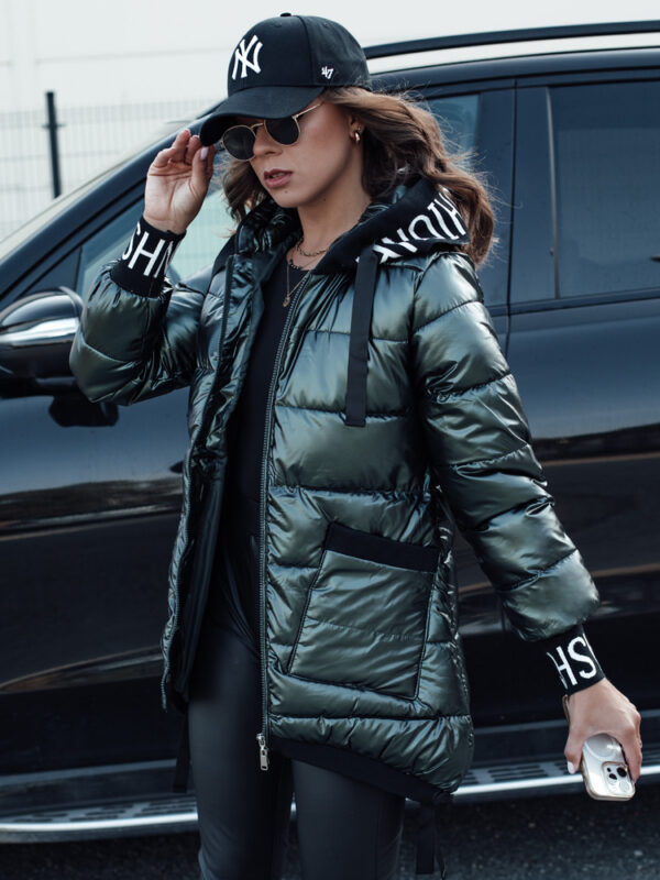 Kurtka przejściowa damska pikowana z kapturem FASHION CHIC zielona Dstreet