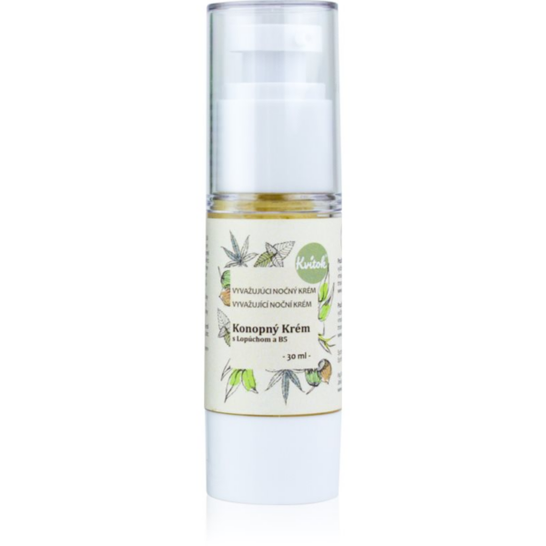 Kvitok Cream with Cannabis Oil with Burdock and B5 éjszakai krém zsíros bőrre 30 ml-Ár