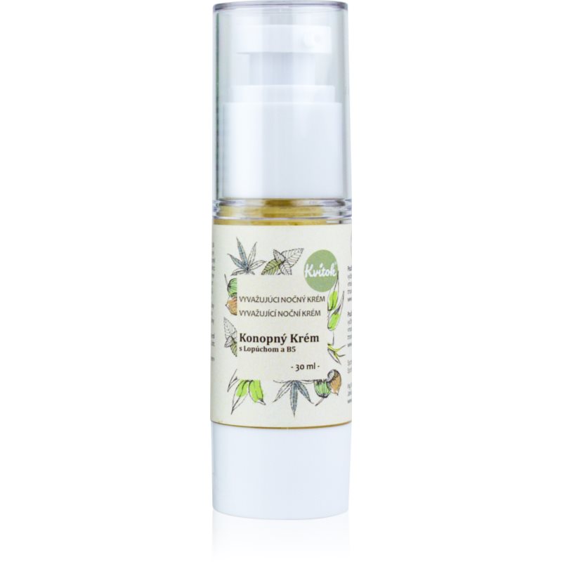 Kvitok Cream with Cannabis Oil with Burdock and B5 éjszakai krém zsíros bőrre 30 ml-Ár