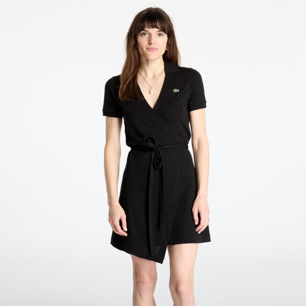LACOSTE Stretch Mini Pique Dress Black M-alacsony-ár