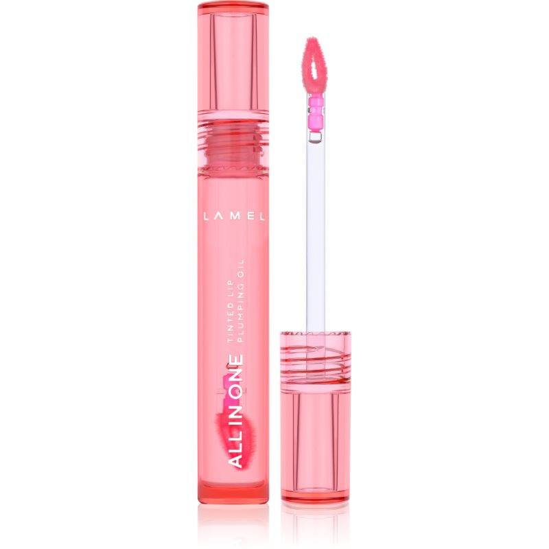 LAMEL All in One Lip Tinted Plumping Oil tonizáló olaj az ajkakra dúsabb hatásért № 401 Peachy 3 ml-Ár