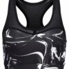 LASCANA ACTIVE Sport top 'Black Marble'  fekete / fehér