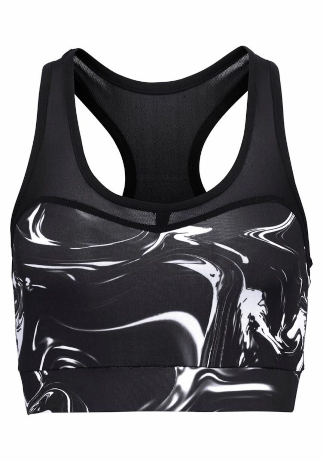 LASCANA ACTIVE Sport top 'Black Marble'  fekete / fehér