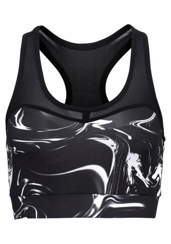 LASCANA ACTIVE Sport top 'Black Marble'  fekete / fehér