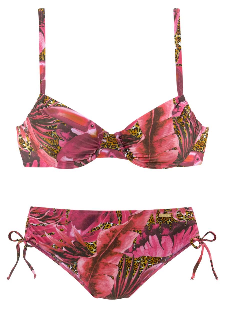 LASCANA Bikini 'Elena'  sötétsárga / rózsaszín / magenta / fekete-hu