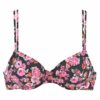 LASCANA Bikini felső 'Blümli'  rózsaszín / fekete
