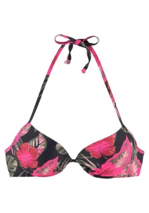LASCANA Bikini felső 'Elsa'  zöld / rózsaszín / piros / fekete-hu