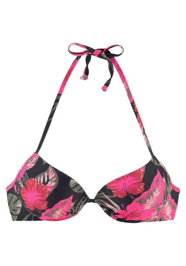LASCANA Bikini felső 'Elsa'  zöld / rózsaszín / piros / fekete-hu