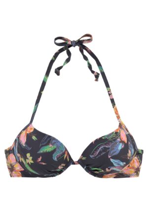 LASCANA Bikini felső 'Malia'  éjkék / világoskék / narancs / rózsaszín