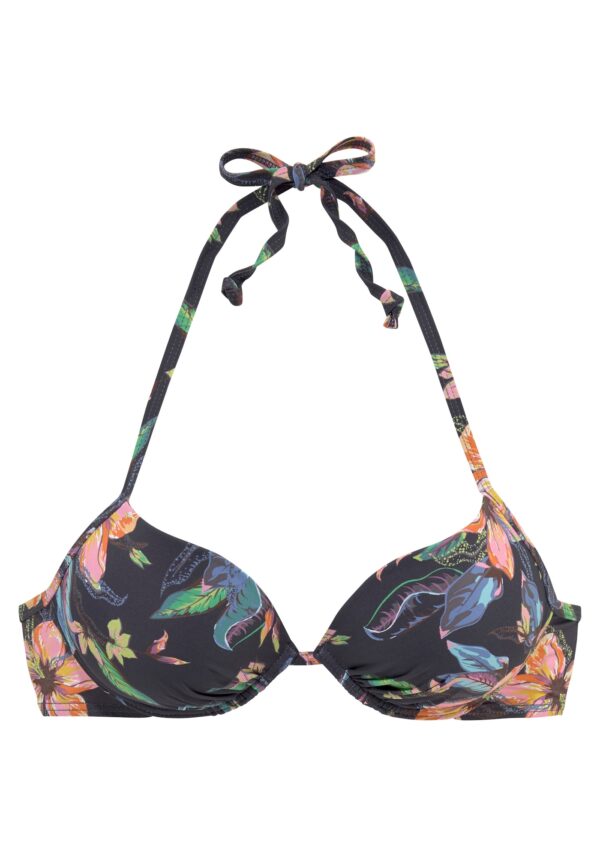 LASCANA Bikini felső 'Malia'  éjkék / világoskék / narancs / rózsaszín