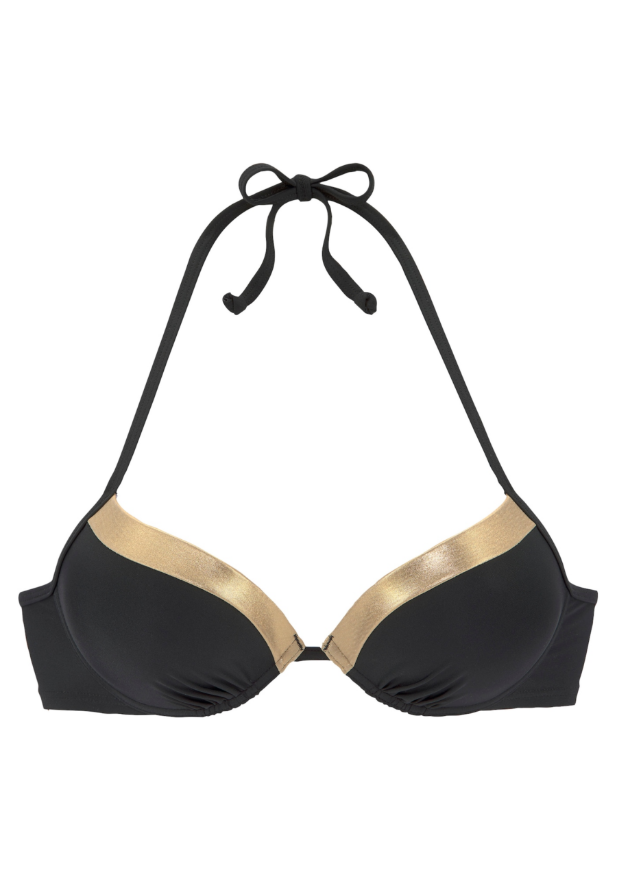 LASCANA Bikini felső  aranysárga / fekete-Ár