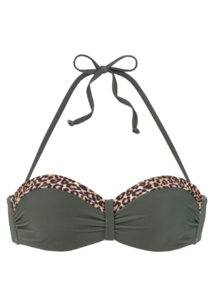 LASCANA Bikini felső  bézs / arany / sötétzöld / fekete-Ár