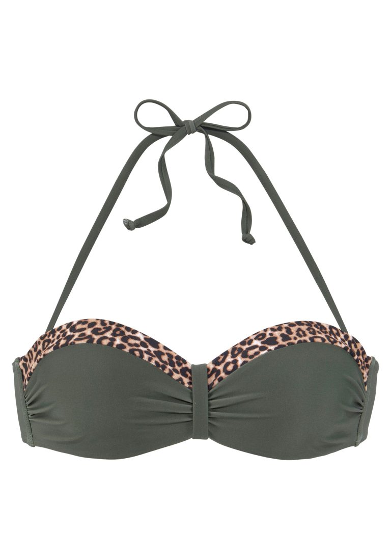 LASCANA Bikini felső  bézs / arany / sötétzöld / fekete-Ár