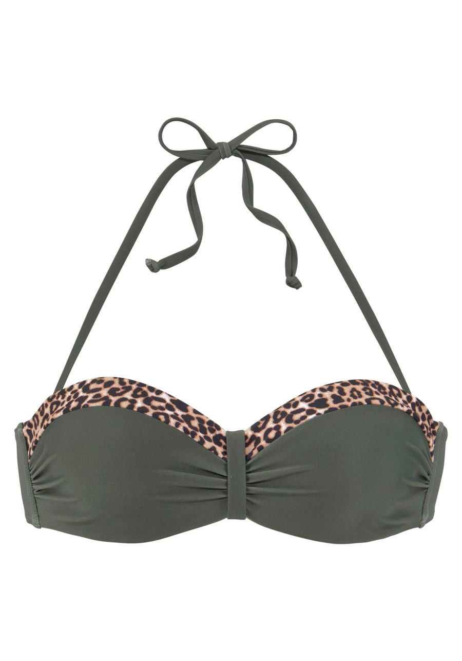 LASCANA Bikini felső  bézs / arany / sötétzöld / fekete-Ár