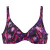 LASCANA Bikini felső  sötétlila / rózsaszín / fekete