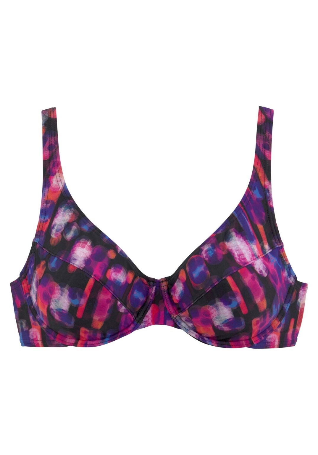 LASCANA Bikini felső  sötétlila / rózsaszín / fekete