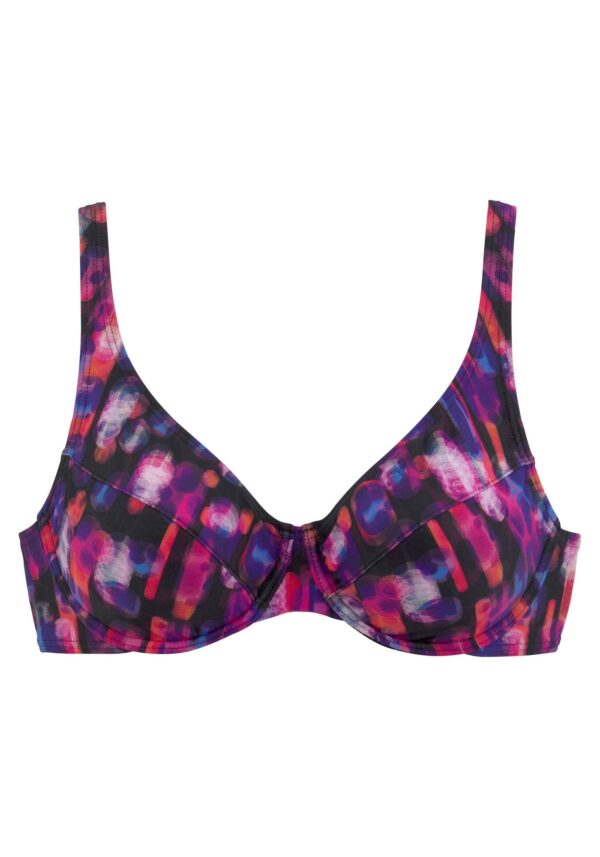 LASCANA Bikini felső  sötétlila / rózsaszín / fekete