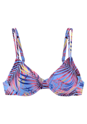 LASCANA Bikini felső  világoskék / sötétkék / sárga / rózsaszín / piros-Ár