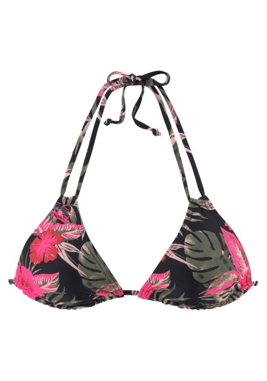 LASCANA Bikini felső  zöld / rózsaszín / fekete-hu