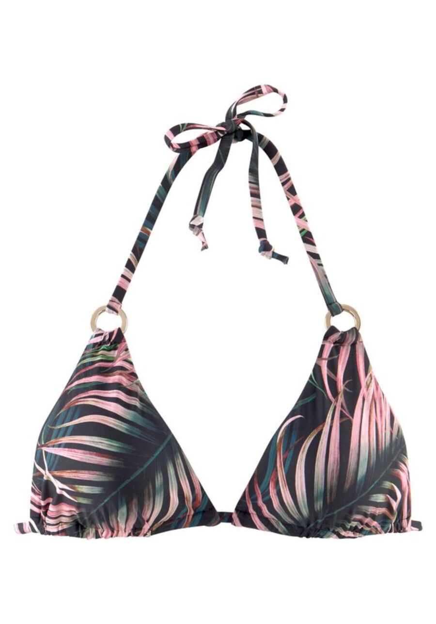 LASCANA Bikini felső  zöld / rózsaszín / fekete-hu