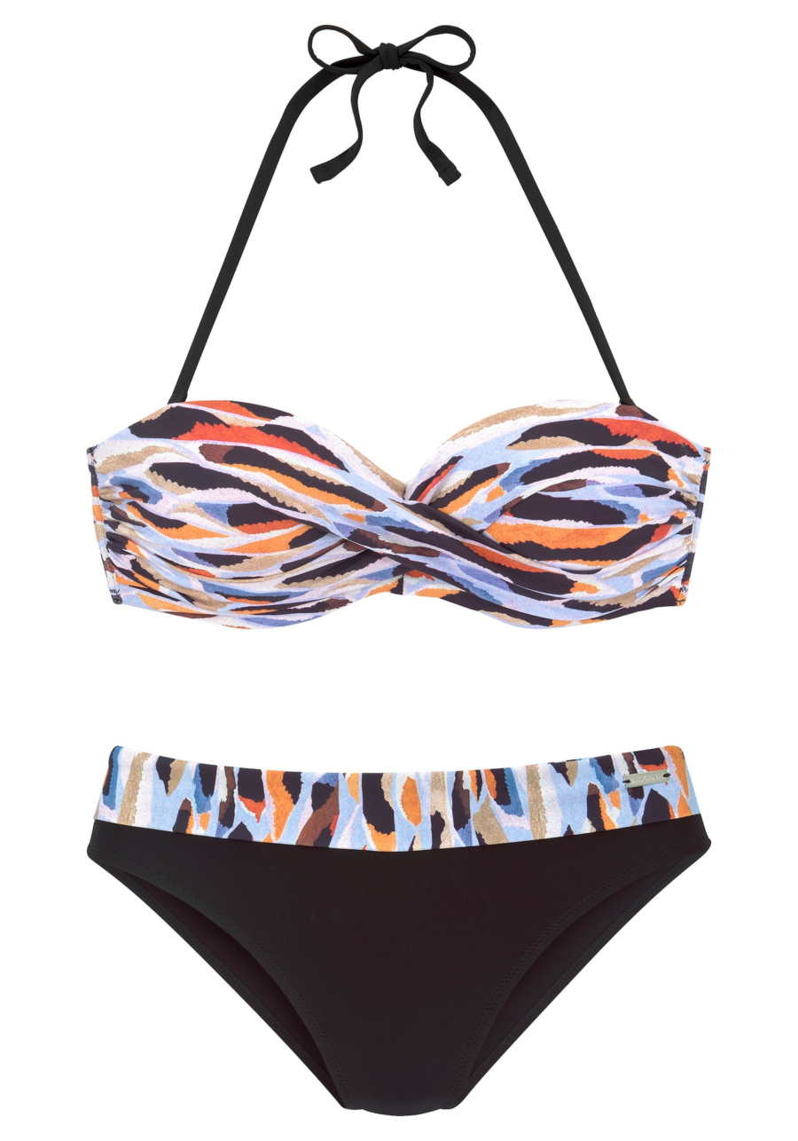 LASCANA Bikini  füstkék / gesztenyebarna / narancs / fekete-Ár