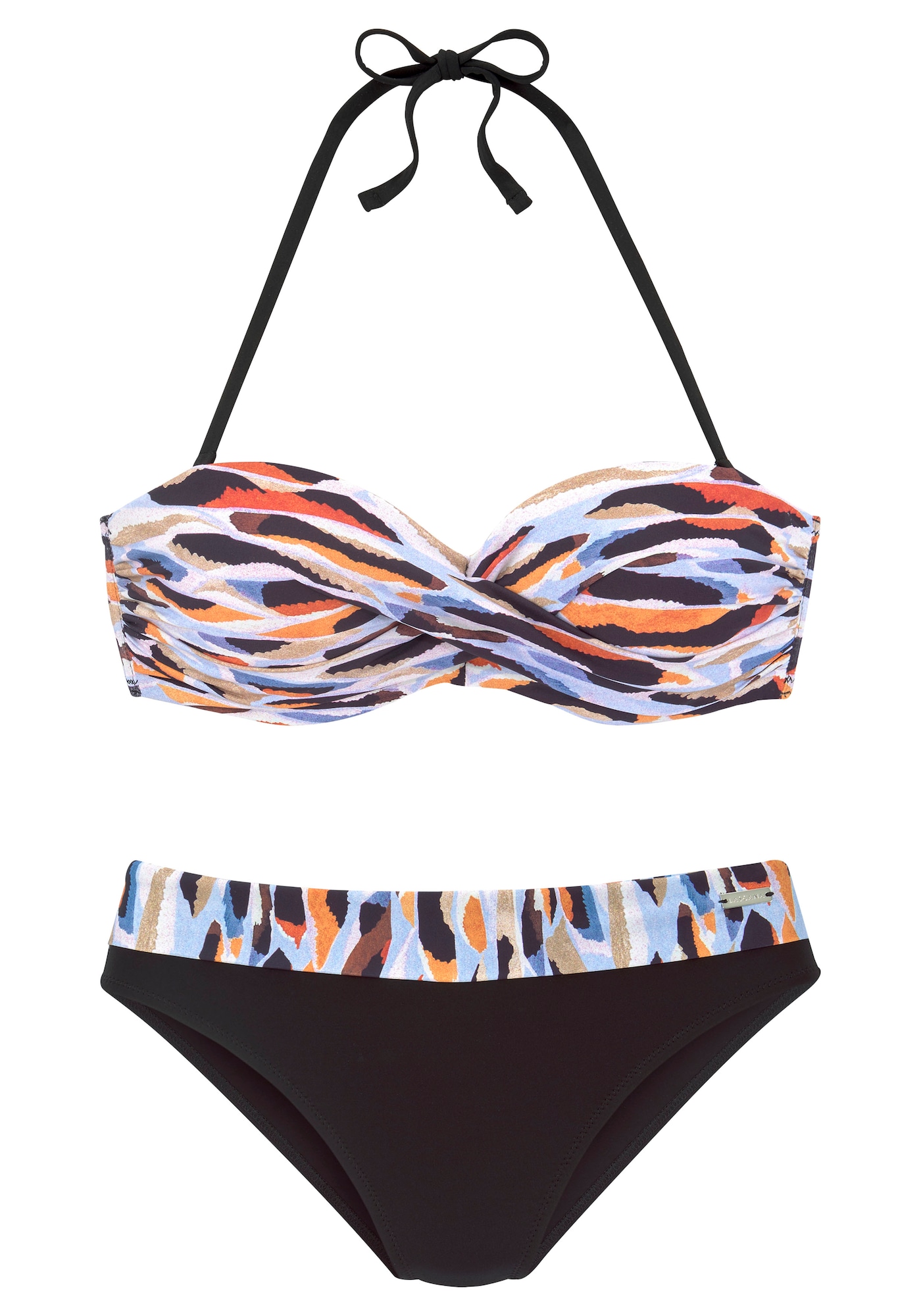 LASCANA Bikini  füstkék / gesztenyebarna / narancs / fekete-Ár