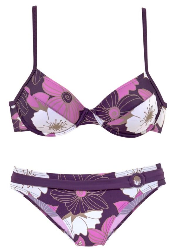 LASCANA Bikini  lila / földi szeder / fehér