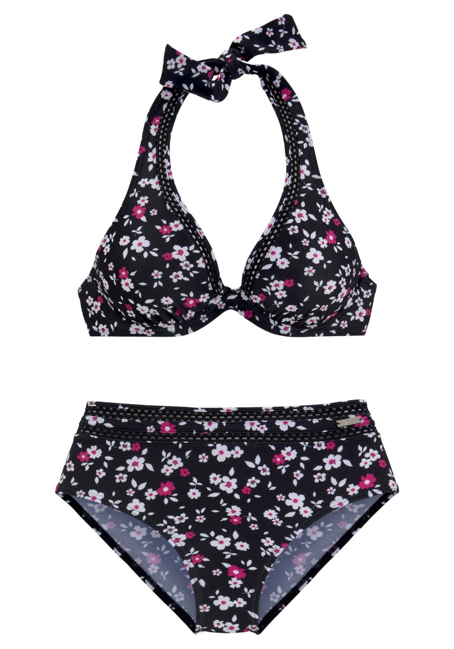 LASCANA Bikini  rózsaszín / fekete / fehér-hu