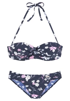 LASCANA Bikini  tengerészkék / világos-rózsaszín / fehér-hu