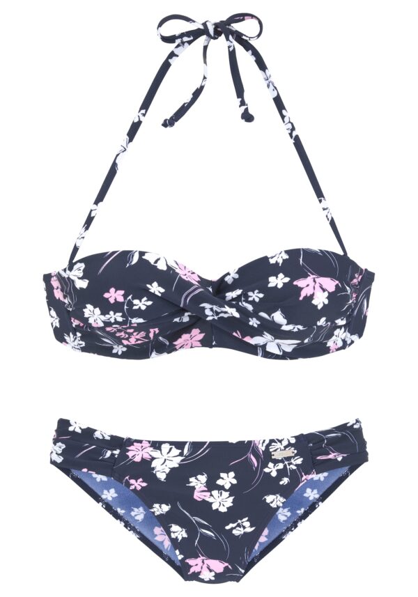 LASCANA Bikini  tengerészkék / világos-rózsaszín / fehér-hu