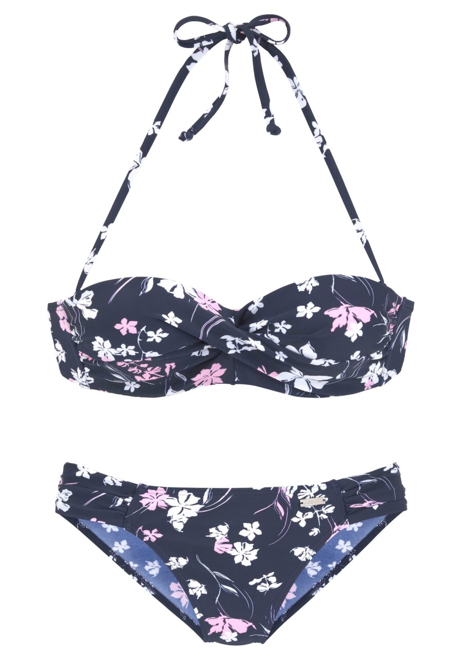 LASCANA Bikini  tengerészkék / világos-rózsaszín / fehér-hu