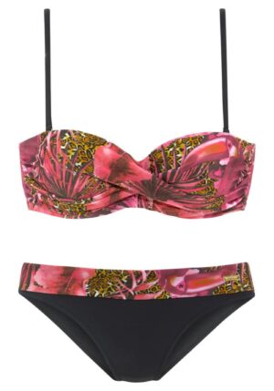LASCANA Bikini  zöld / rózsaszín / tűzpiros / fekete-hu