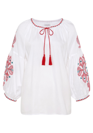 LASCANA Blúz  zöld / piros / fehér-Ár