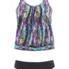 LASCANA Tankini  türkiz / lila / fekete