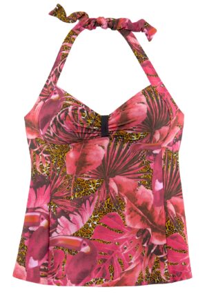 LASCANA Tankini  zöld / rózsaszín / piros / fekete-hu