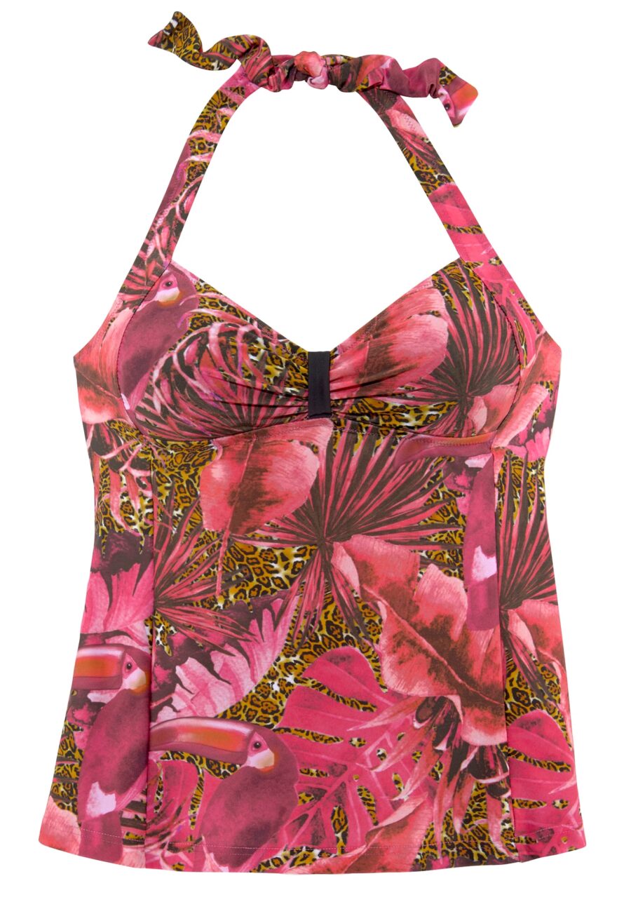 LASCANA Tankini  zöld / rózsaszín / piros / fekete-hu