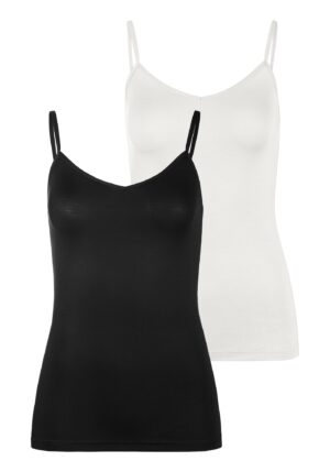 LASCANA Top  fekete / fehér-hu