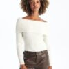 LC Waikiki Boat Neck Plain Long Sleeve Women's Knitwear Sweater