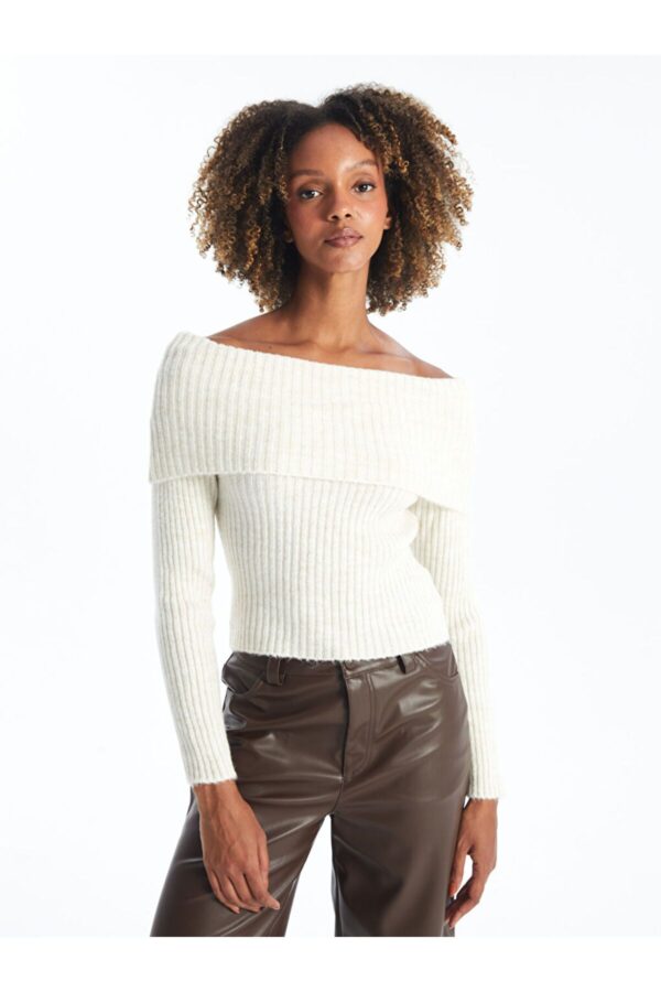LC Waikiki Boat Neck Plain Long Sleeve Women's Knitwear Sweater