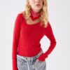 LC Waikiki Boat Neck Straight Long Sleeve Women's Snap-On Body
