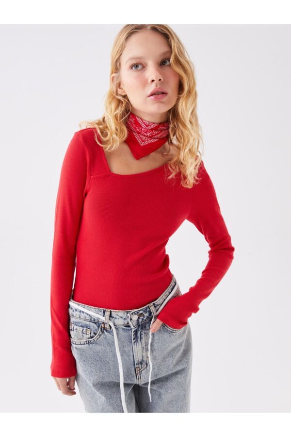 LC Waikiki Boat Neck Straight Long Sleeve Women's Snap-On Body
