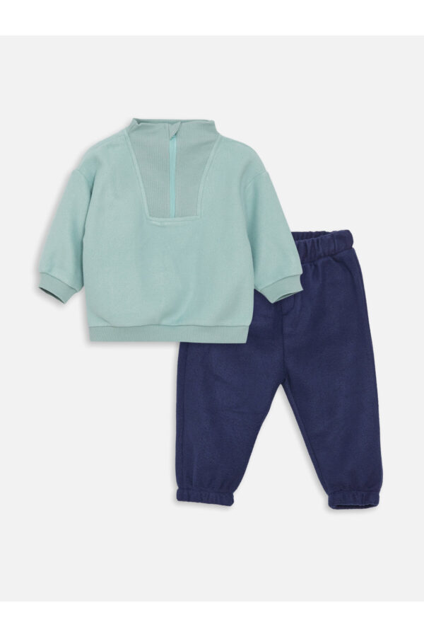 LC Waikiki Crew Neck Long Sleeve Printed Baby Boy Sweatshirt and Trousers 2-Piece Set