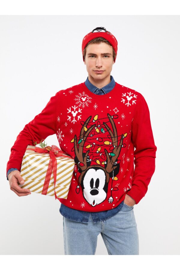 LC Waikiki Crew Neck Long Sleeve Printed Men's Knitwear Sweater