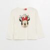 LC Waikiki Crew Neck Minnie Mouse Printed Long Sleeve Girls T-Shirt